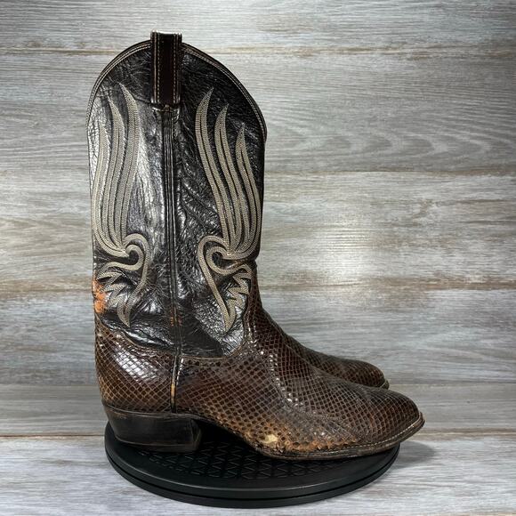 Vintage Tony Lama Men’s Python Snake Skin Cowboy Boots Style 8116 Size 11.5 - Picture 11 of 12